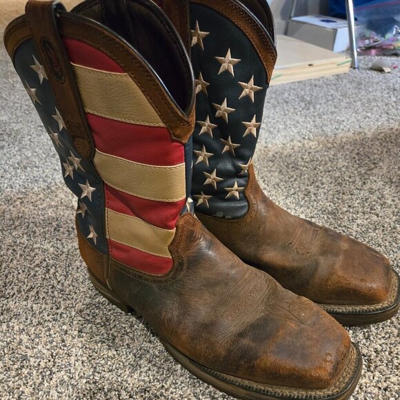 Durango Rebel American Flag Brown Leather Boots 11.5M - Picture 1 of 8